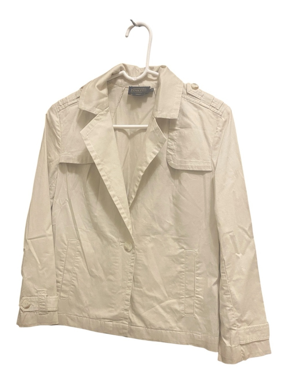 Pendleton Cream Single-Button Utility Blazer size small